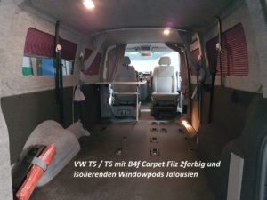 Isolierte Windowpods mit B4f Carpet-Filz Steingrau und Anthrazit