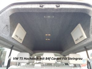 Hochdach VW T5 Verkleidung B4f Carpet-Filz steingrau
