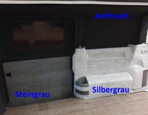 Muster Innenausbau B4f Carpet-Filz in Anthrazit, Steingrau und Silbergrau